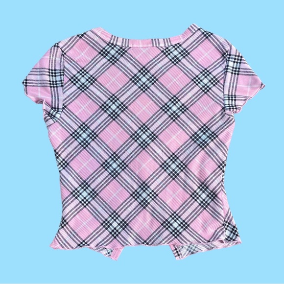 Almost Famous Pink Plaid Crop Top - Picture 2 of 3